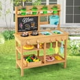 thumbnail image 2 of Costway Kids Mud Kitchen with Faucet Removable Sinks Chalkboard Stovetops Rotation Knobs, 2 of 10