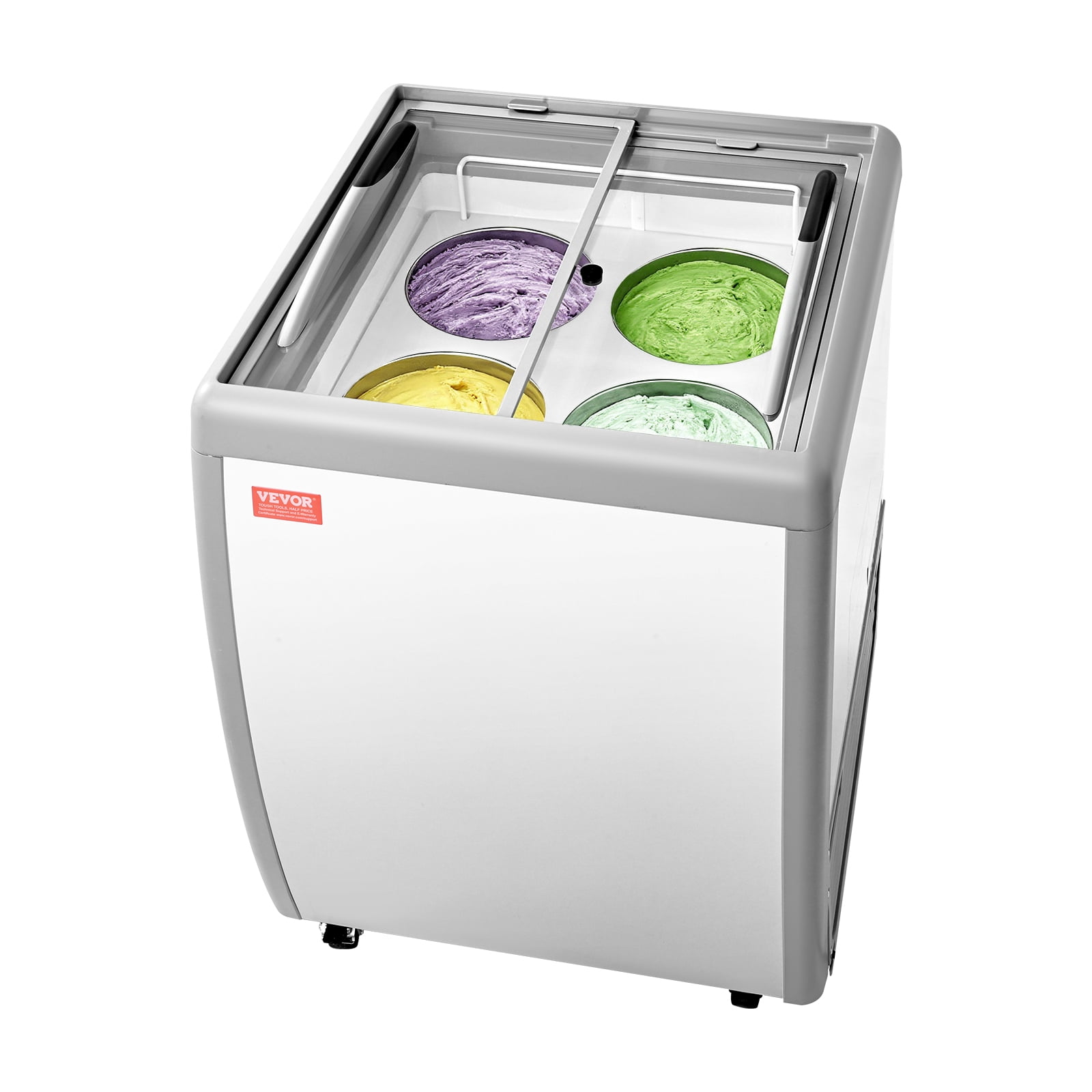 VEVOR Vitrine à crème glacée commerciale, congélateur coffre 5,6 pi³, cabinet de trempage gelato pour restaurant avec roulettes verrouillables