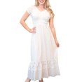 thumbnail image 1 of Women Renaissance Peasant Maiden Boho Inspired Cap Sleeve Lace Trim Maxi Dress, Cream, Large, 1 of 5