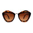 thumbnail image 3 of Womens Angry Eyebrow Line Exposed Lens Cat Eye Sunglasses Tortoise Brown, 3 of 4