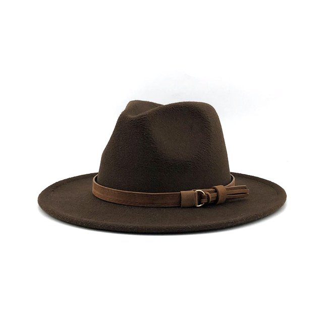 QualitChoice Woman Fedoras Hat Cap Female Comfortable Breathable Solid Color Winter Caps Coffee 56-58cm