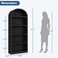 thumbnail image 4 of EDTara Arched Bookcase with Doors 5 Shelf Bookshelf Tall Bookcase Farmhouse Display Storage Rack Wooden Bookshelves for Home Office, Living Room, 4 of 9