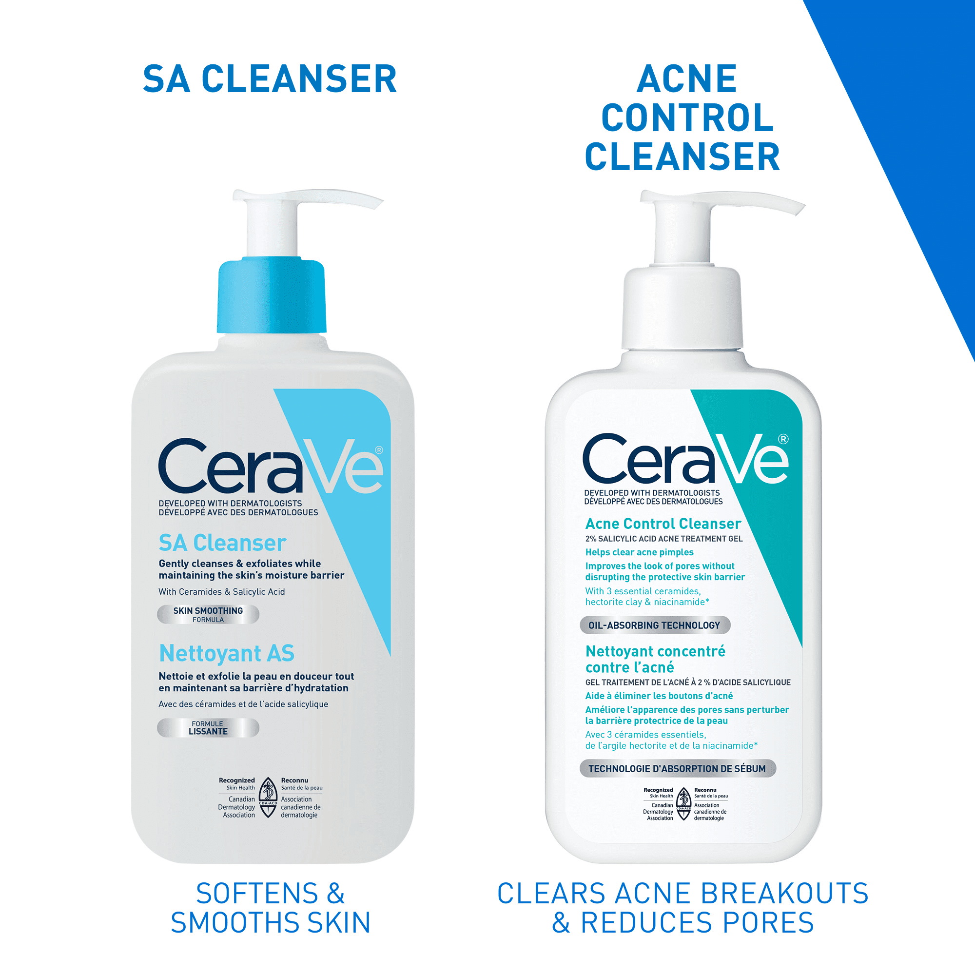 CeraVe Nettoyant SA, Gel Exfoliant à l'Acide Salicylique avec Vitamine D et Céramides pour Peau Rugueuse, 473 ml