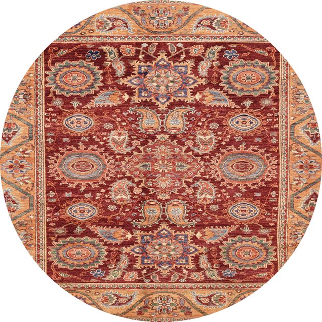 Ahgly Company Tapis d'Intérieur Ronds Abstraits Orientaux Rouges, 4 Pieds Rond