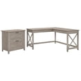 thumbnail image 1 of Bush Furniture Key West 60W L Shaped Desk with File Cabinet in Washed Gray, 1 of 9