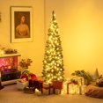 thumbnail image 3 of Gymax 5 ft Pre-Lit Artificial Christmas Tree Slim Pencil Xmas Tree Holiday Party Decor, 3 of 10