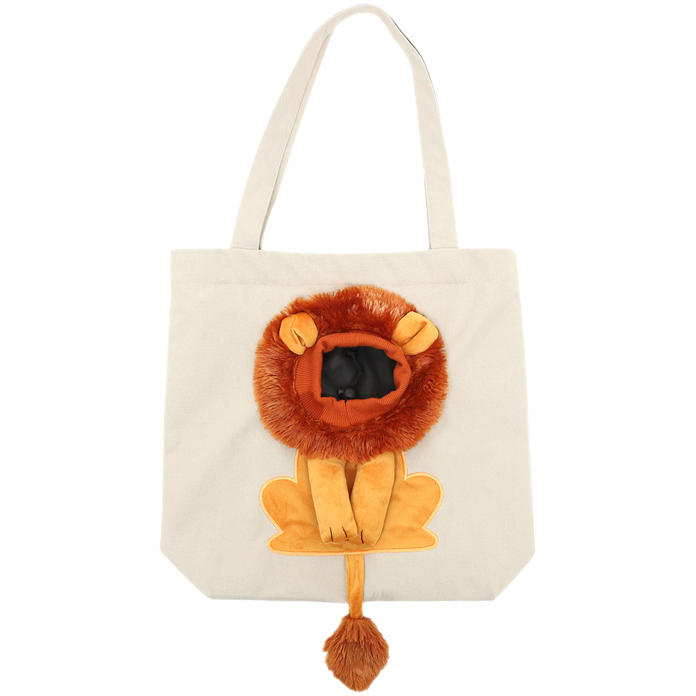 Canvas Cat Bag Collapsible Pet Carrier 3D Lion Cat Carrier Cat Carrying Pouch Pet Bag