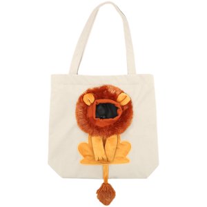 Canvas Cat Bag Collapsible Pet Carrier 3D Lion Cat Carrier Cat Carrying Pouch Pet Bag