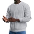 thumbnail image 1 of Chandails pour Femmes Chandail à Col Rond pour Hommes Chandail à Enfiler Gaufré Texturé Manches Longues Chandails Tricotés Chandails d'Automne Femmes P-8 Gris G, 1 of 8