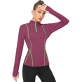 thumbnail image 2 of Women's Long Sleeve Workout Tops Zip Thumb Hole Athletic Running Sweatshirt Pullover, 2 of 6