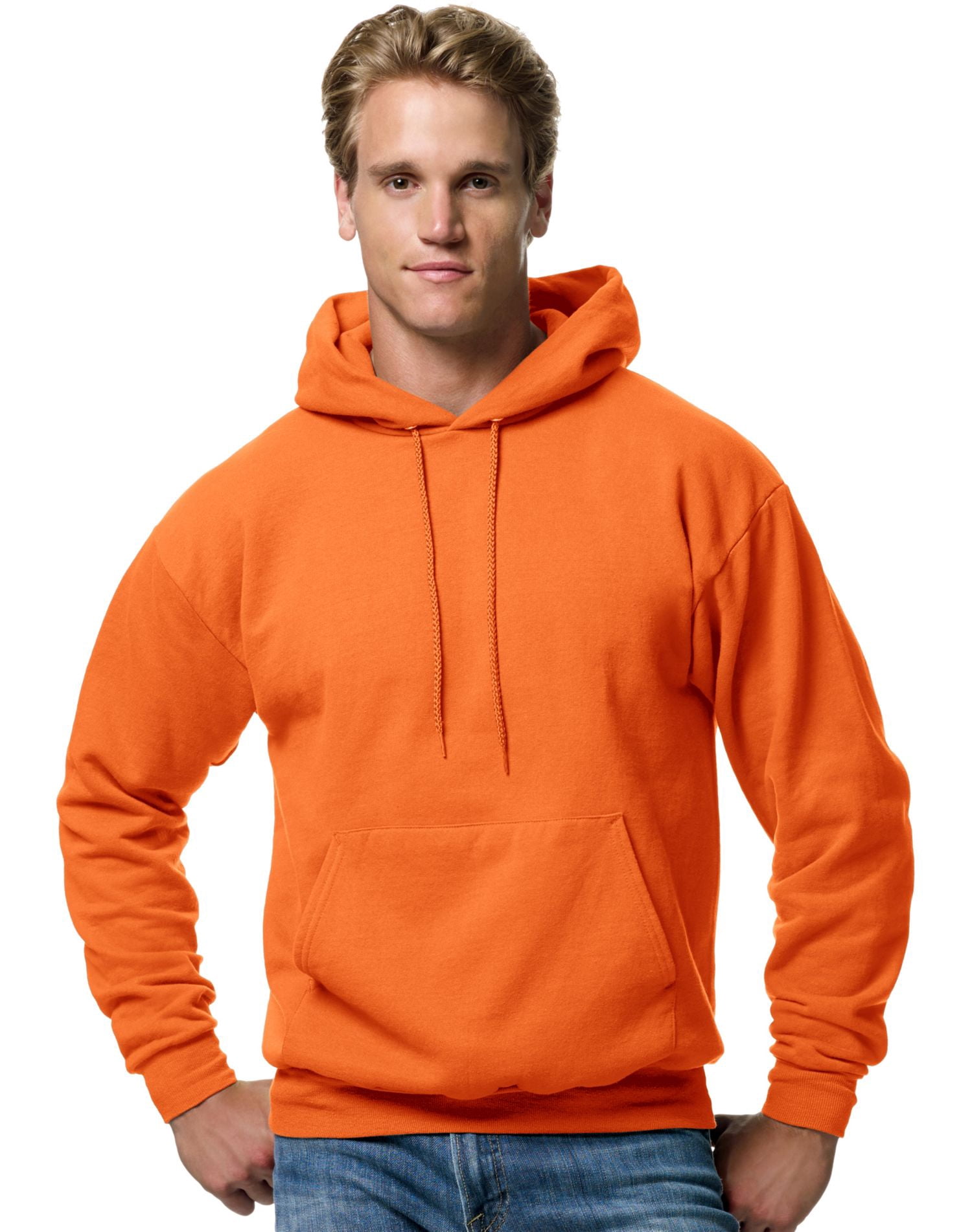 Hanes Mens ComfortBlend EcoSmart Pullover Hoodie Sweatshirt, XL, Safety Orange