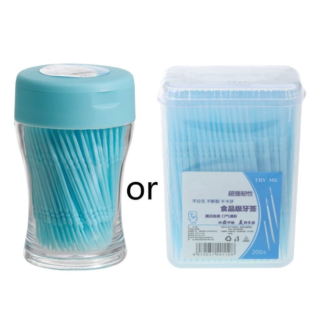 CUITING 200Pcs Food Grade Plastic Toothpick Double-Head Dental Oral Interdental Floss