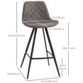 thumbnail image 3 of HOMCOM Tabourets de Bar Hauteur Bar Ensemble de 2, Chaises de Bar en Tissu Microfibre, 3 of 10