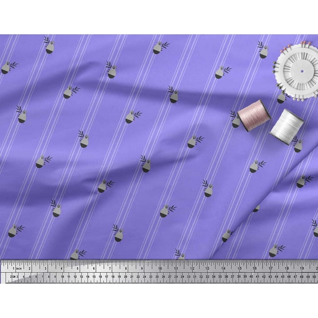 Soimoi Modal Satin Fabric Geometric Pine & Stripe Print Fabric by the Yard 42 Inch Wide