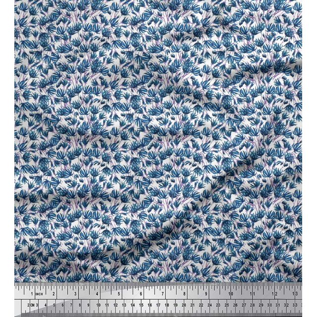 Soimoi Rayon Fabric Flower Artistic Printed Fabric 1 Yard 42 Inch Wide