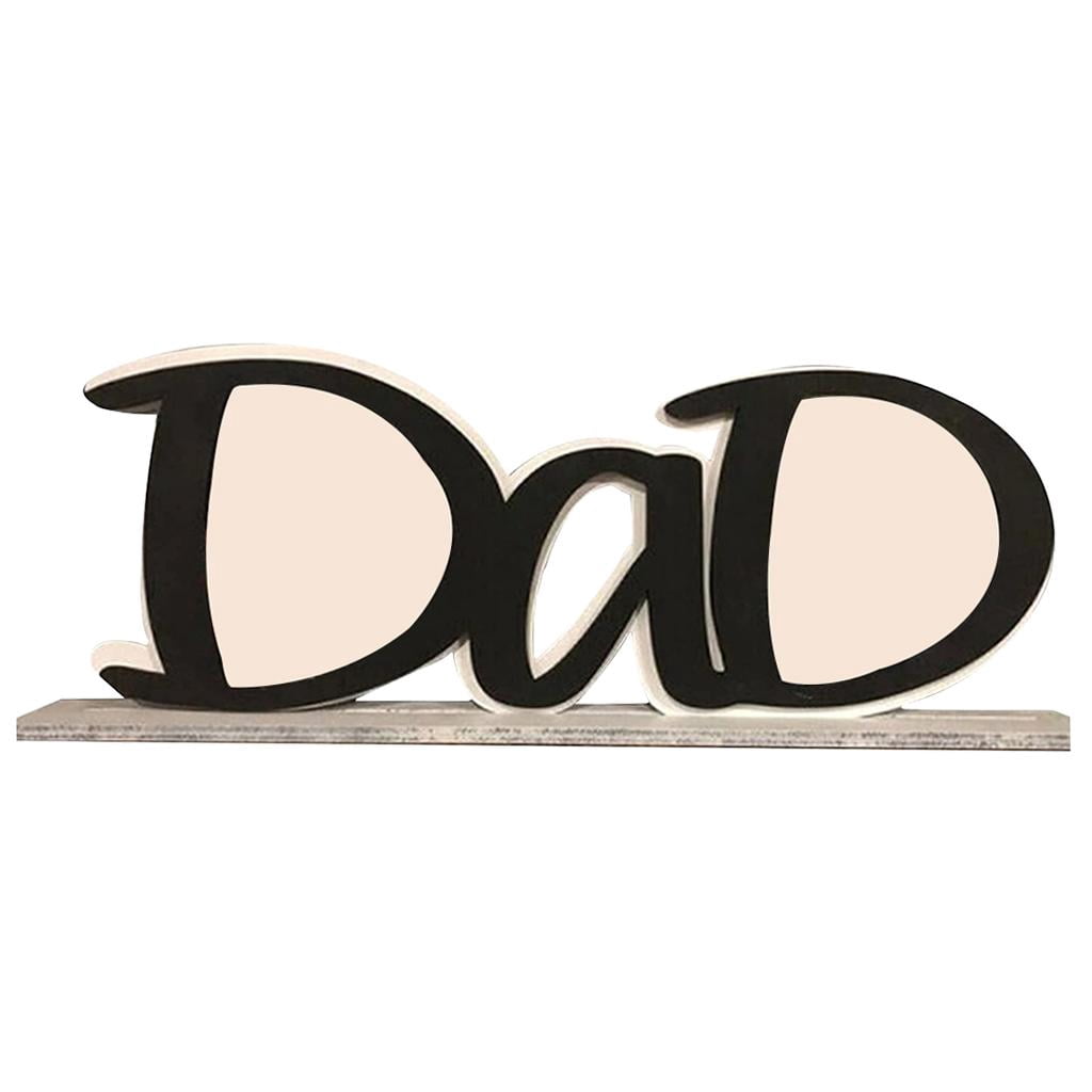 DOLITY Dad Picture Frame Photo Holder, Father's Day Photo Frame, Dad/Papa Letter-Shaped Black Dad