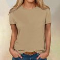 thumbnail image 1 of AherBiu Plus Size Womens T Shirts Crew Neck Loose Fitting Tshirts Casual Short Sleeve Solid Color Basic Tees, 1 of 5