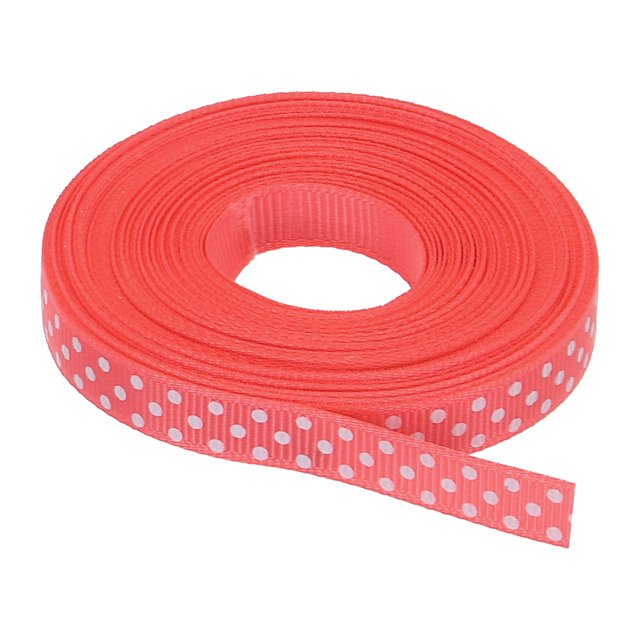 Uxcell Grosgrain Ribbons with White Dots Ribbon Bow Decoration Crafts Gift Wrapping Wedding Fresh Red 25 Yards 3/8 Inch