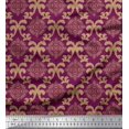 thumbnail image 1 of Soimoi Poly Georgette Fabric Swirl & Ogee Damask Printed Fabric 1 Yard 42 Inch Wide, 1 of 1