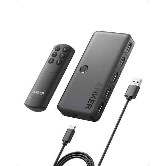 Anker Commutateur HDMI, Commutateur HDMI 4K@60Hz, 4 en 1 avec Finition Lisse, Prend en Charge HDR/3D/Dolby/DTS, Compatible avec Ordinateurs Portables, PC, Xbox, PS5/PS4, Projecteur