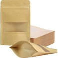 thumbnail image 1 of Firefly Hope 100 Pcs Resealable bags,3.5" x 5.5" Stand Up Kraft Paper Bags with Matte Window, Zip Lock Food Storage Bags for Packaging Products, Reusable, Sealable, 1 of 5