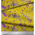 thumbnail image 3 of Soimoi Yellow Poly Georgette Fabric Insects,Rose & Leaves Decor Fabric Printed Yard 52 Inch Wide, 3 of 3