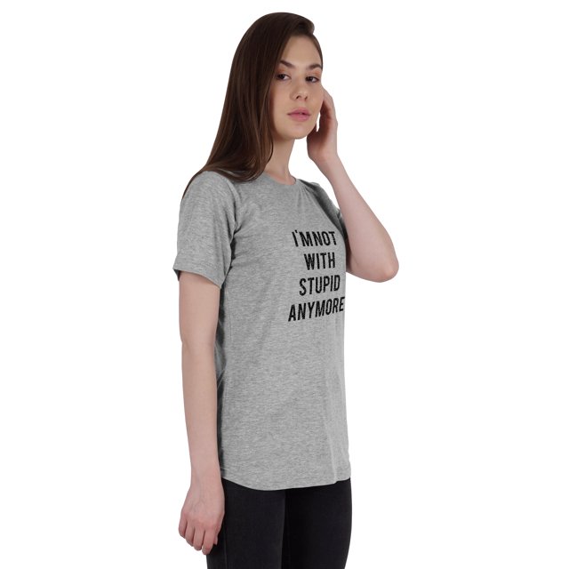 Inkmeso Haut Citation pour Femmes « Je Ne Suis Plus avec le Stupide » T-Shirt à Imprimé Graphique