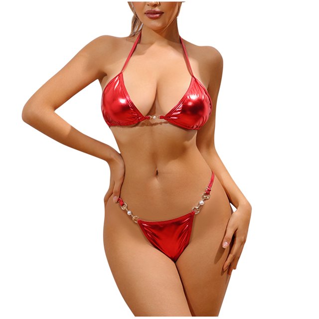 Bikinis Sets for Women Womens Solid Color Split Swimsuit With Gathered Three Point Strap Bikini Split Swimsuit Set