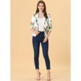 thumbnail image 3 of INSPIRE CHIC Blazer Ajusté pour Femme à Revers Cranté Imprimé, Ouvert à l'Avant, Veste de Tailleur de Travail S Blanc-Fleur, 3 of 5
