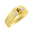 thumbnail image 4 of RYLOS Men's Rings 14K Yellow Gold Classic Nugget 6X4MM Oval Gemstone & Diamond Ring Citrine November Birthstone Rings Size 11, 4 of 7