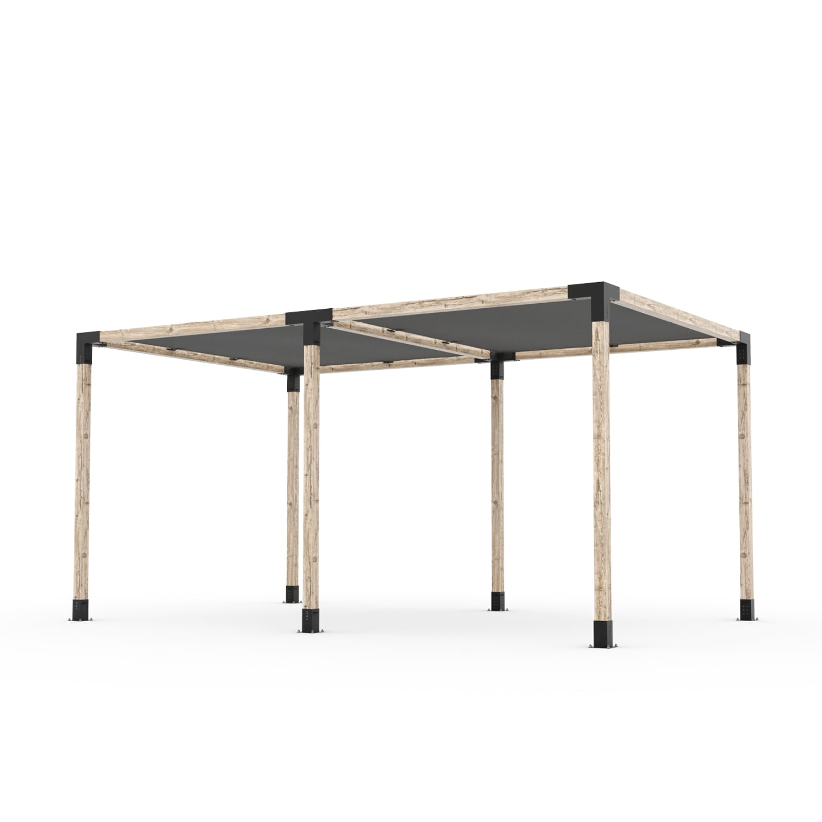 Toja kit de pergola double 8' x 24' avec 2 voiles d’ombre pour poteaux en bois 4x4