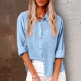 thumbnail image 1 of AherBiu Plus Size Women Button down Tops Long Sleeve Lapel Collar Linen Tops Fall Casual Solid Color Cotton Blouses, 1 of 8