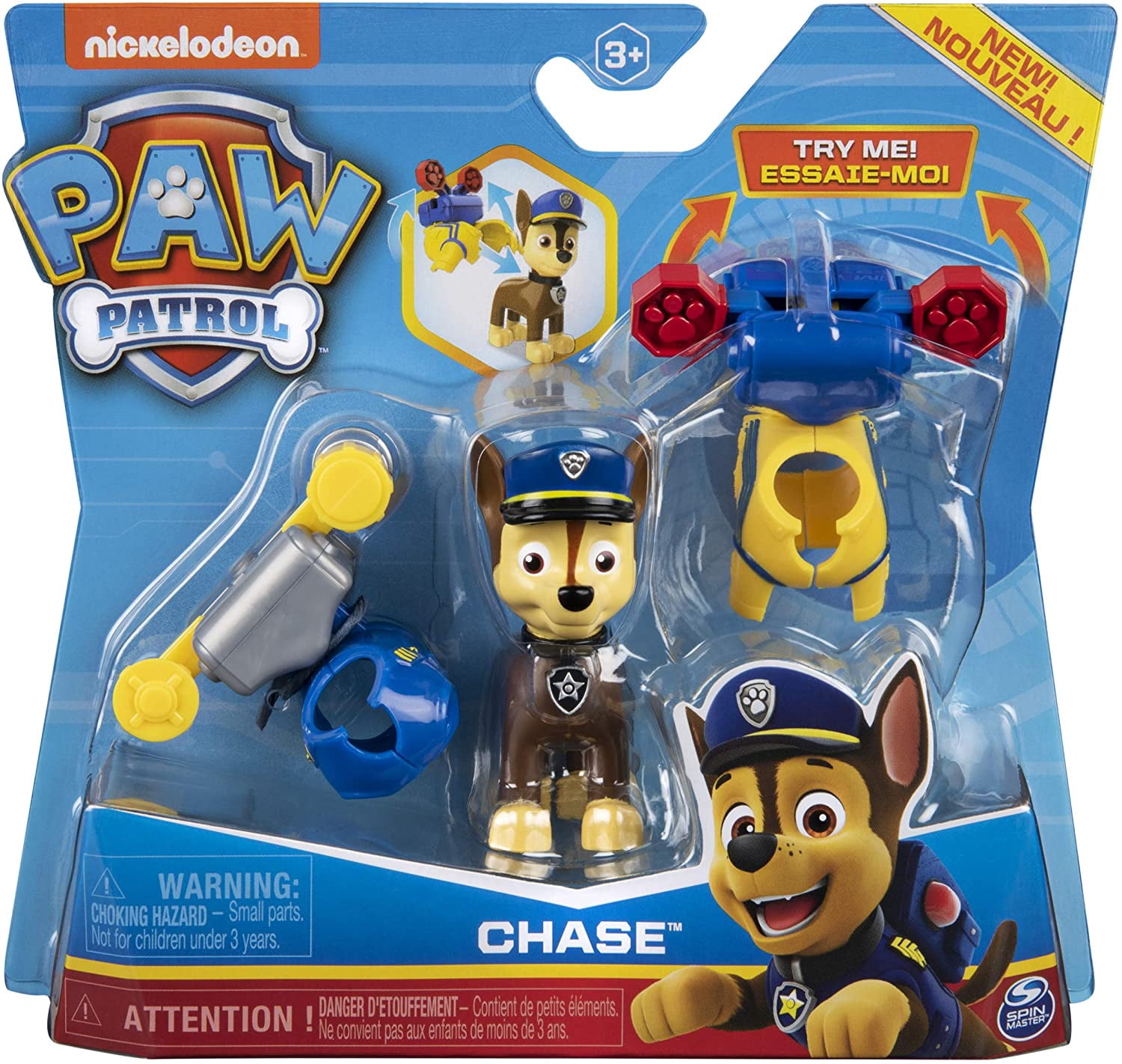PAW Patrol -Action Pack Pup Chase Figure with 2 Clip-On Uniforms - Ages 3+