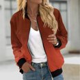 thumbnail image 2 of Swstbby Liquidation d'Automne! Vestes d'Automne pour Femmes, Chandail en Molleton Ample à Manches Longues pour Femmes avec Fermeture Éclair Veste Décontractée en Tricot Grossier Veste de Baseball Orange G, 2 of 5