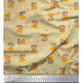 thumbnail image 1 of Soimoi Beige Cotton Duck Fabric Cheese Slice & Rats Kids Print Fabric by Yard 42 Inch Wide, 1 of 3