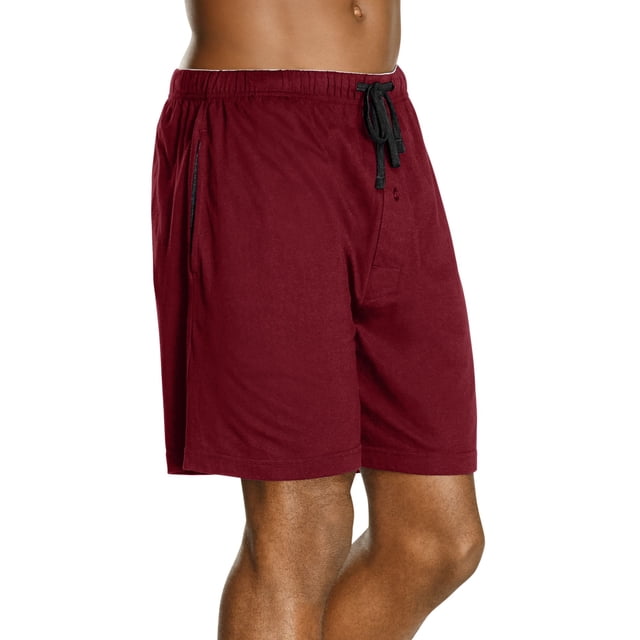 Hanes Mens Jersey Lounge Drawstring Shorts with Logo Waistband 2-Pack, M