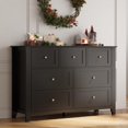 thumbnail image 4 of Commode Noire à 7 Tiroirs pour Chambre – Coffre en Bois Simplement Moderne, Tiroirs de Rangement Profonds, Commode Double Polyvalente pour Salon, Couloir, Entrée, 4 of 9