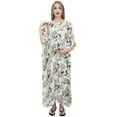 thumbnail image 1 of Bimba Robe Maxi de Maternité à Imprimé Floral pour Mamans, Blanche, Manches Kimono, Caftan-22, 1 of 7