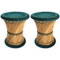 thumbnail image 1 of Natural Geo Tabouret d'Appoint en Murène (Ensemble de 2) - Tissé à la Main, Sarcelle, 1 of 4