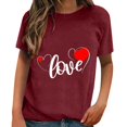 thumbnail image 1 of WEAIXIMIUNG Womens T Shirts Fitted V Neck Valentine's Day Short Sleeved Spring Summer All Printed Pattern Loose Crewneck Top T Shirt, 1 of 4