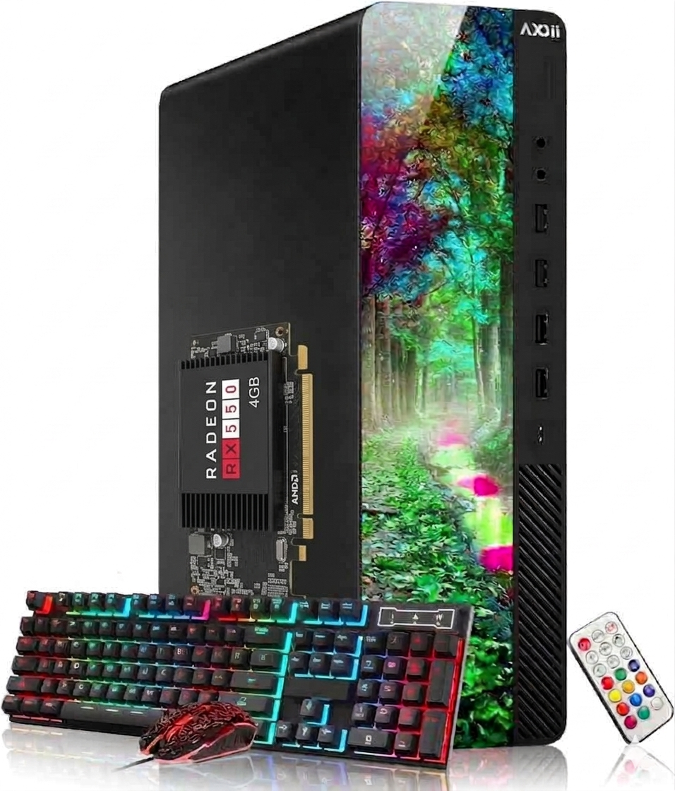Gaming PC Desktop AXOII – Intel Core i7 Processor upto 4.0 GHz 16GB DDR4 RAM 512GB SSD AMD RX550 4GB GDDR5 WiFi Bluetooth Windows 11 Pro Refurbished