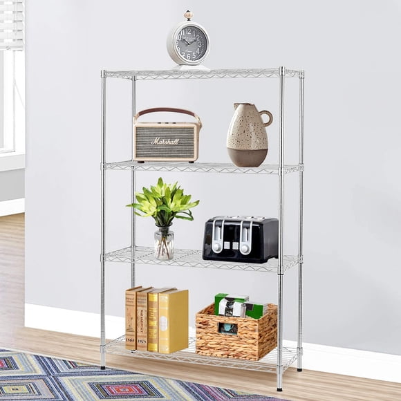 FDW Storage Shelves, Wire Shelving Unit Metal Shelves Heavy Duty Layer Rack Adjustable Utility, Chrome