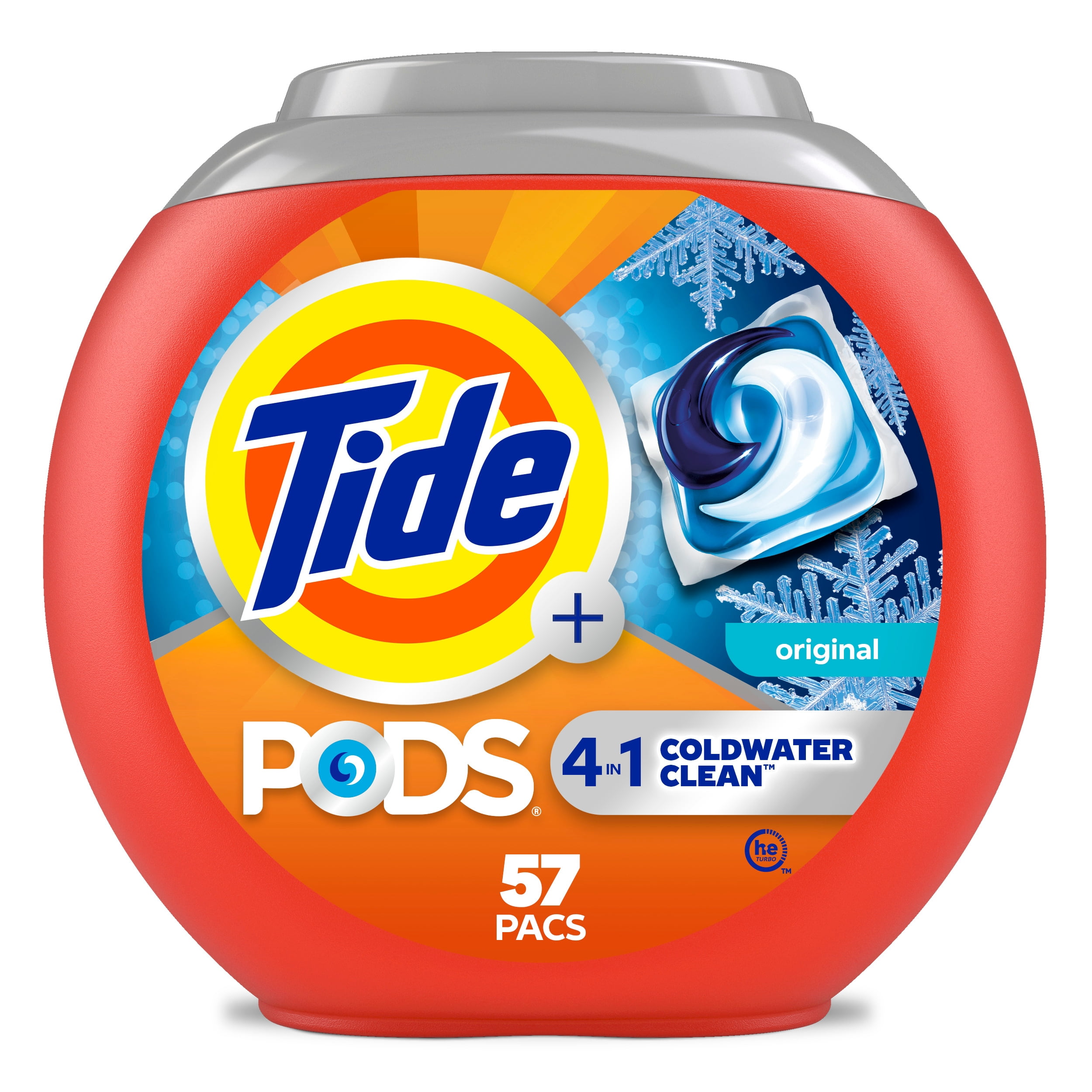 Tide PODS Coldwater Laundry Detergent soap, Original Scent, 4-in-1 Detergent, 57 Loads, Laundry PODS Formulated for Cold Water