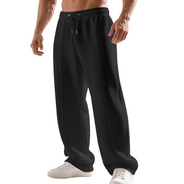 Jalioing Drawstring Sport Pants for Men Loose Straight Leg Elastic Waist Sweatpants Casual Joggers with Pocket