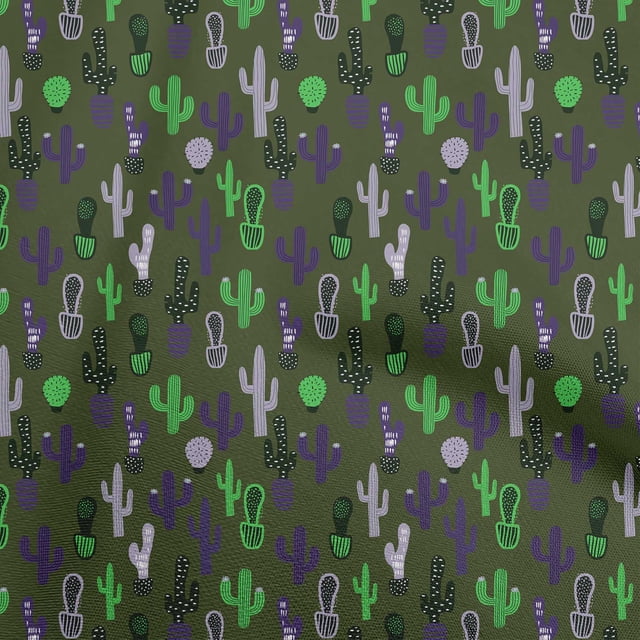 oneOone Rayon Green Fabric Cactus Craft Projects Decor Fabric Printed By The Yard 56 Inch Wide