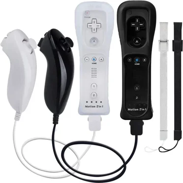 Motion Plus Wii Controllers 2Packs with Nunchucks, Wii Remote Controllers Compatible for wii and Wii U with Built in Motion Plus