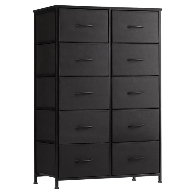 EDX Commode à 10 Tiroirs pour Chambre, Tour d'Organisation de Rangement en Tissu, Armoire, Noir