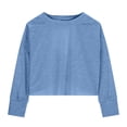 thumbnail image 3 of Plebaso Girls Workout Tops Long/Short Sleeve Open Back Shirts Kids Athletic Running Cropped Tees Tops, 3 of 7