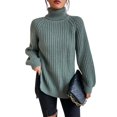 thumbnail image 1 of Innerwin Chandails à Col Roulé pour Femmes Chandail de Travail Manches Longues Ample Tricoté Vert Clair G, 1 of 4