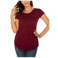thumbnail image 2 of Vêtements de Grossesse Offres de l'Action de Grâce Liquidation Été Vêtements de Maternité pour Femmes Col Rond Manches Courtes Volants Pli Hauts de Grossesse, 2 of 5